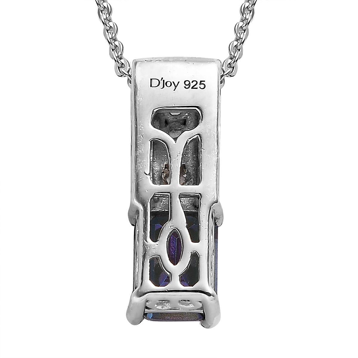 Brazilian Blue and White Petalite, Champagne Zircon Pendant Necklace 20 Inches in Rhodium and Platinum Over Sterling Silver 1.00 ctw image number 4