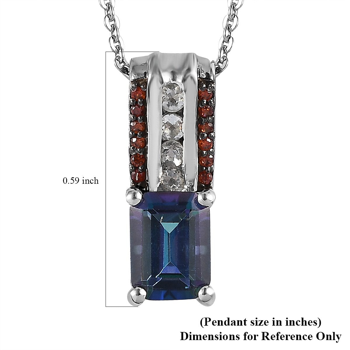 Brazilian Blue and White Petalite, Champagne Zircon Pendant Necklace 20 Inches in Rhodium and Platinum Over Sterling Silver 1.00 ctw image number 5
