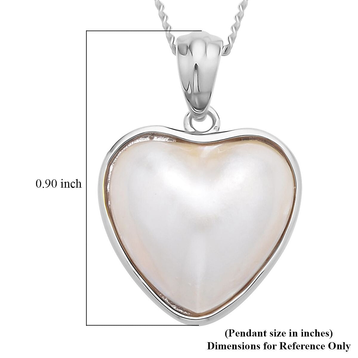 White Mabe Pearl Heart Pendant Necklace 18 Inches in Rhodium Over Sterling Silver image number 5