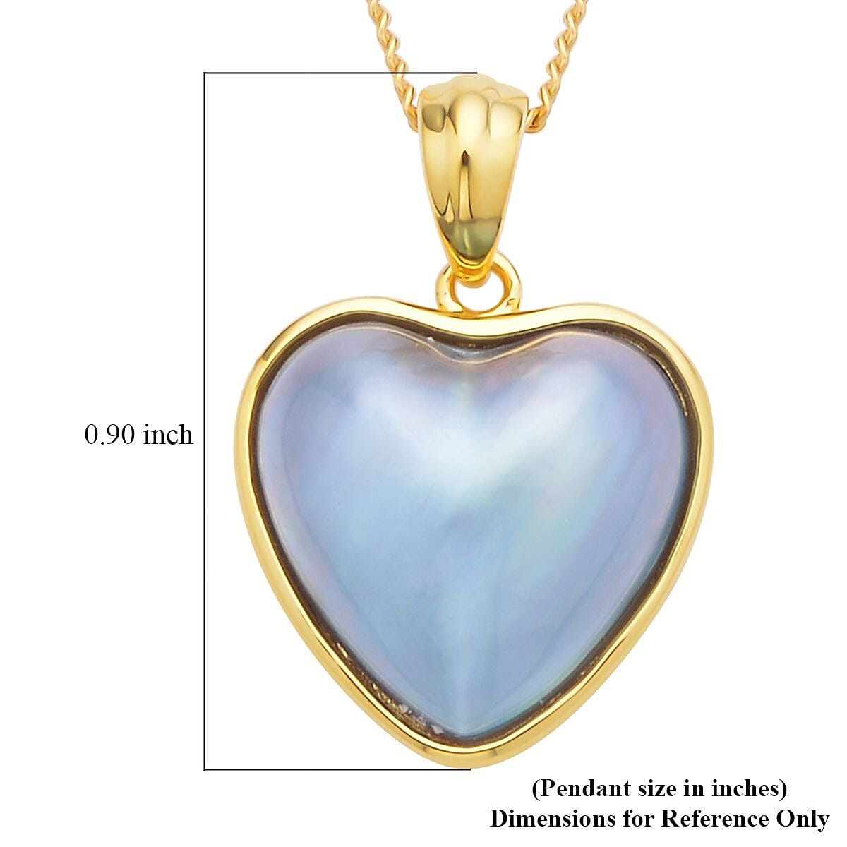 Blue Mabe Pearl Heart Pendant Necklace 18 Inches in Vermeil Yellow Gold Over Sterling Silver image number 5