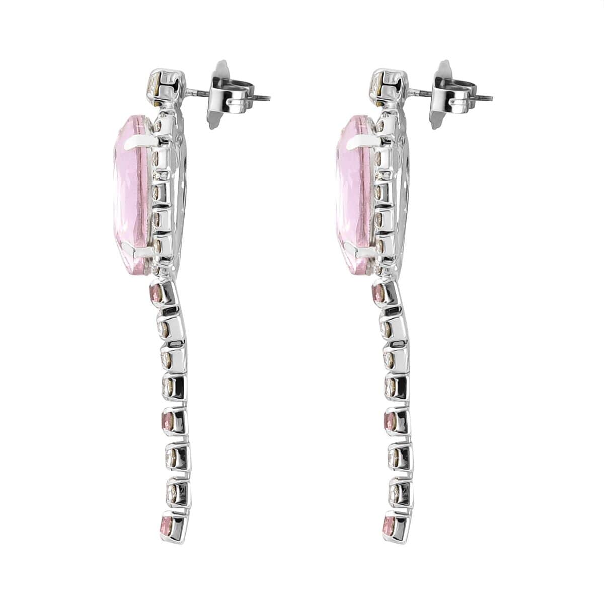 Pink and White Austrian Crystal Necklace 20-22Inches and Earrings in Silvertone image number 7