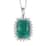 Emeraldine Quartz (Triplet) and Natural White Zircon Halo Pendant Necklace 20 Inches in Platinum Over Sterling Silver 8.15 ctw