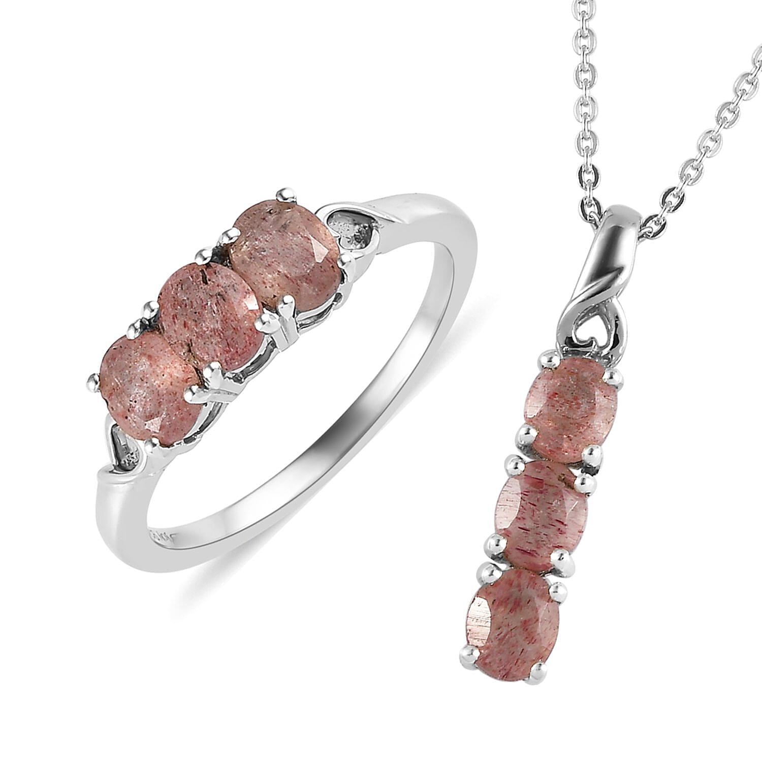Tanzanian Natronite Ring (Size 5.0) Pendant Necklace 20 Inches in Platinum Over Sterling Silver 3.15 ctw
