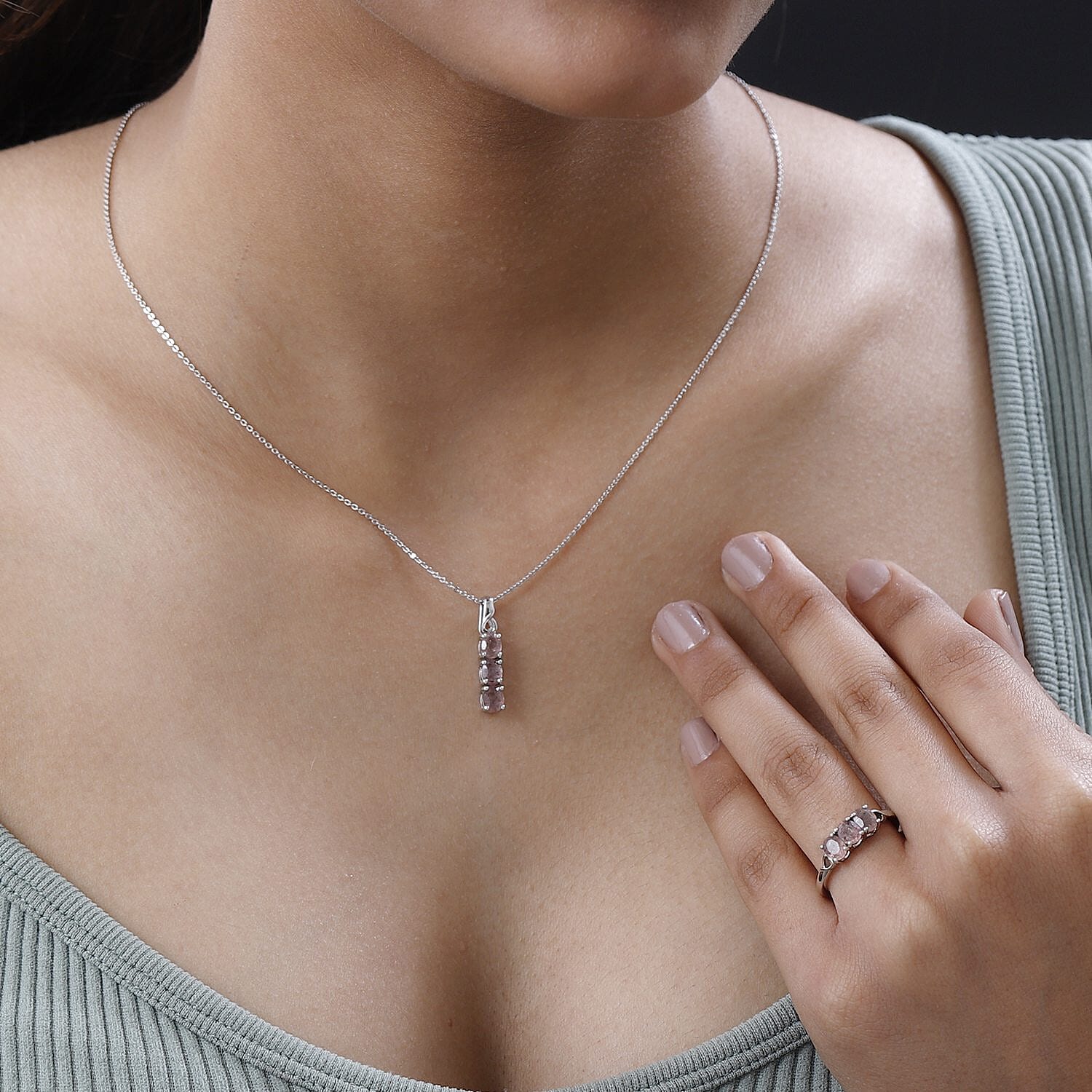 Tanzanian Natronite Ring (Size 5.0) Pendant Necklace 20 Inches in Platinum Over Sterling Silver 3.15 ctw