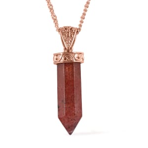 Tanzanian Natronite Point Pendant Necklace 20 Inches in Vermeil Rose Gold Over Sterling Silver 16.15 ctw