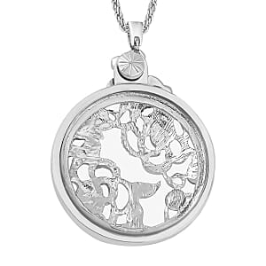 Blue Austrian Crystal and Glass Pendant Necklace in Silvertone 24 Inches
