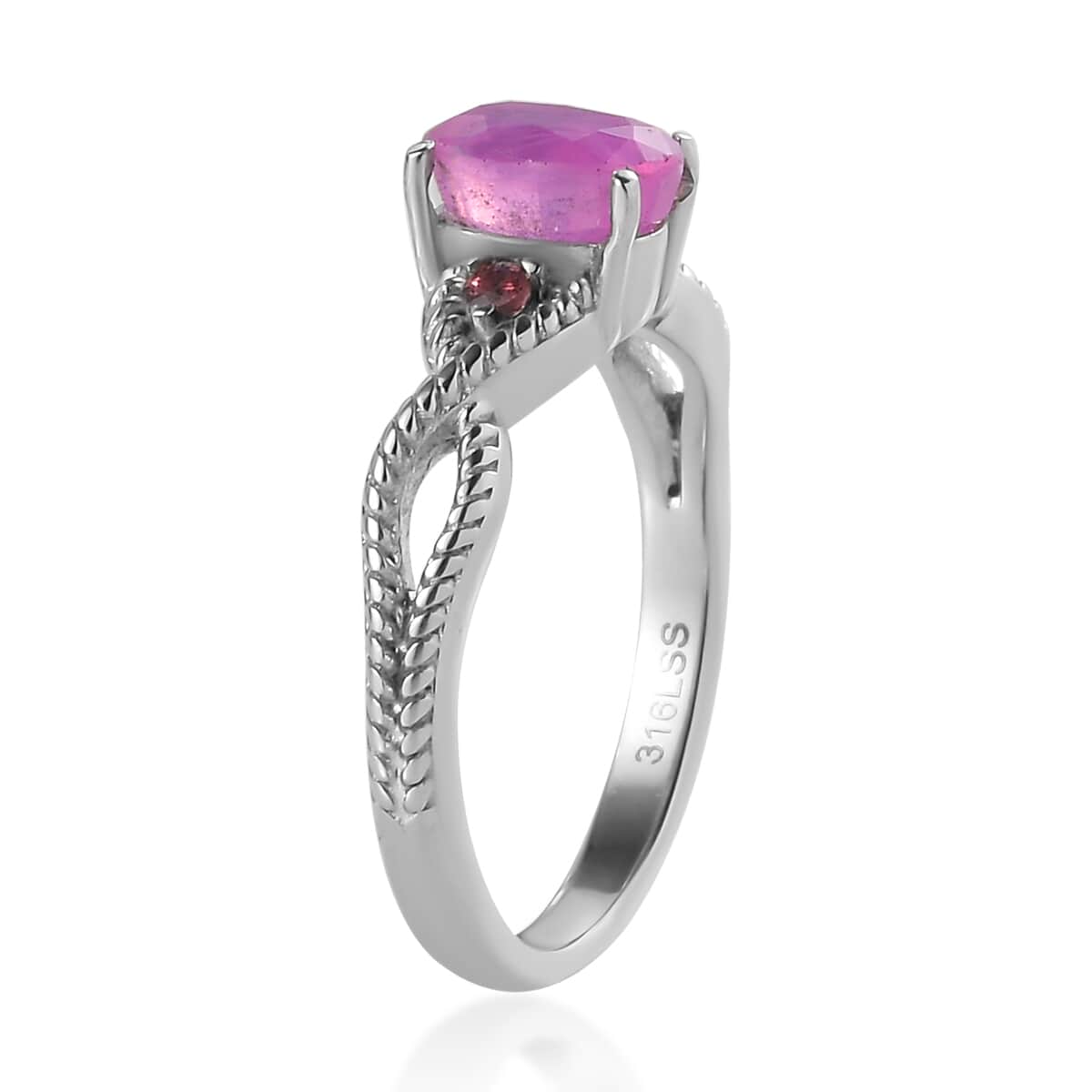 Ilakaka Hot Pink Sapphire (FF) and Morro Redondo Pink Tourmaline Ring (Size 6.00) and Pendant in Stainless Steel 2.50 ctw image number 3