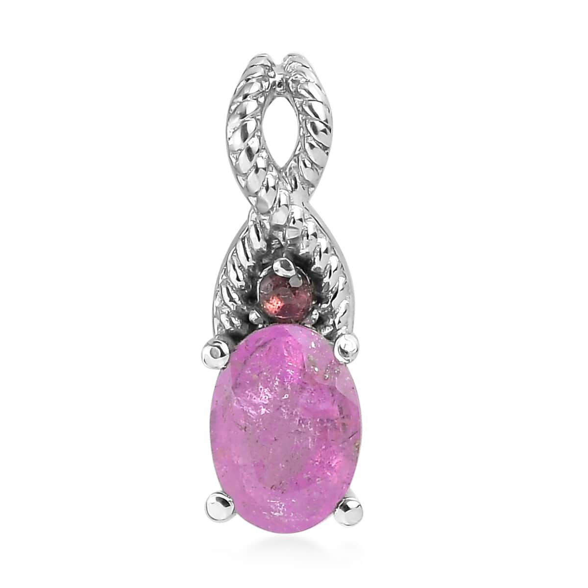 Ilakaka Hot Pink Sapphire (FF) and Morro Redondo Pink Tourmaline Ring (Size 6.00) and Pendant in Stainless Steel 2.50 ctw image number 5