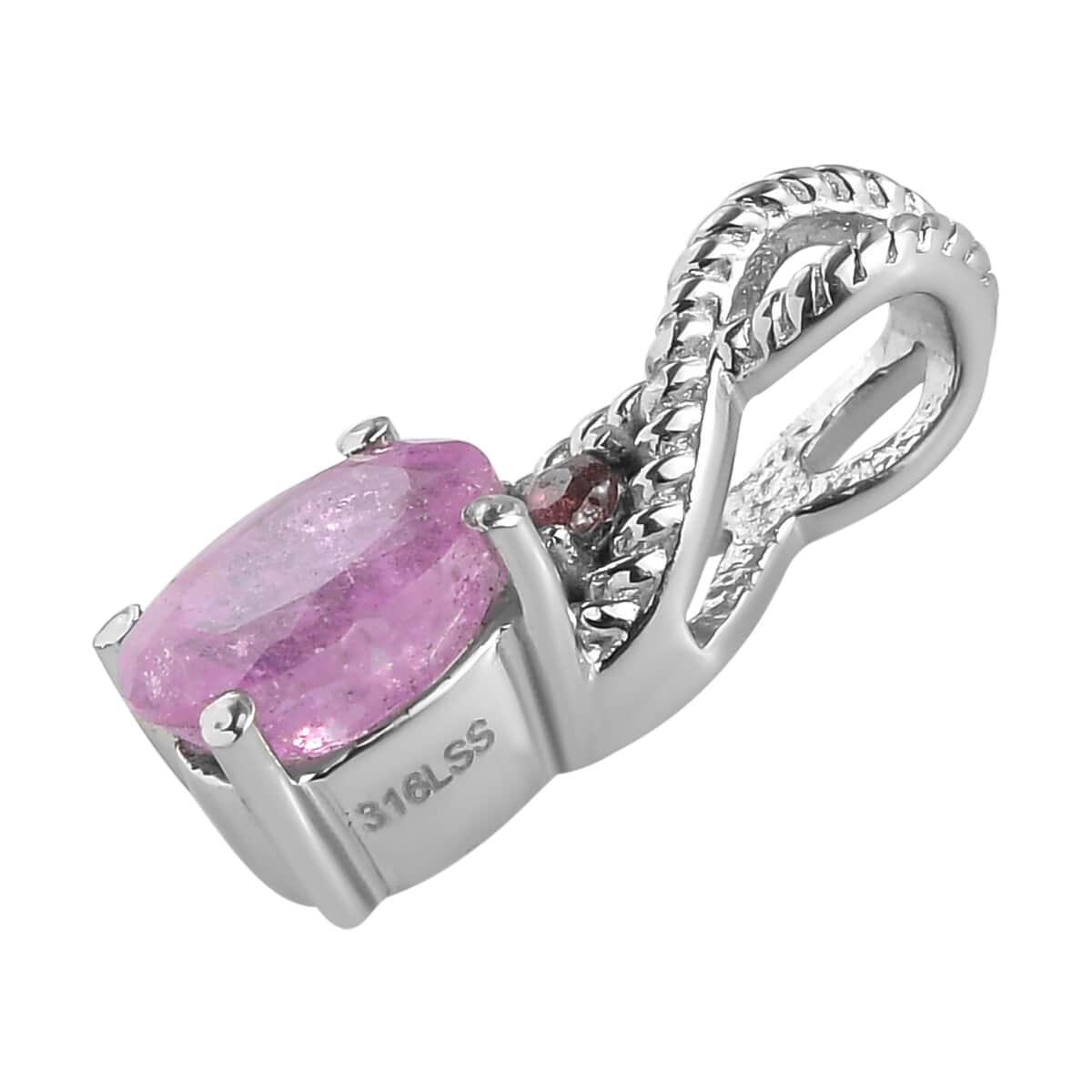 Ilakaka Hot Pink Sapphire (FF) and Morro Redondo Pink Tourmaline Ring (Size 6.00) and Pendant in Stainless Steel 2.50 ctw image number 6