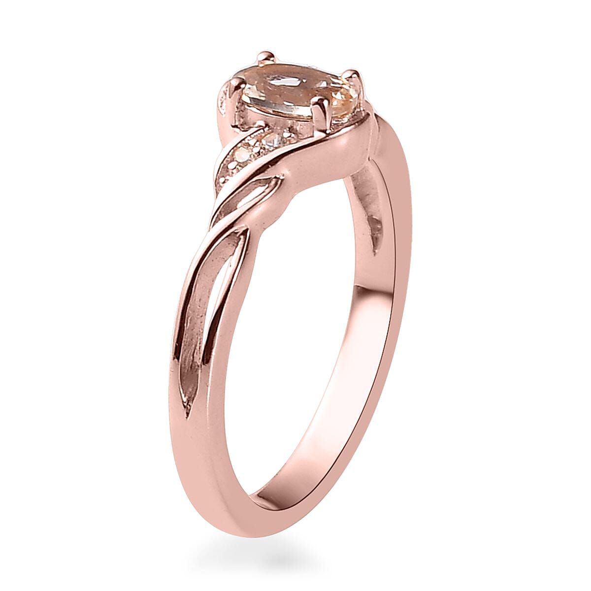Premium Marropino Morganite and Natual White Zircon Ring (Size 5.0) and Pendant in Vermeil Rose Gold Over Sterling Silver 0.85 ctw image number 4