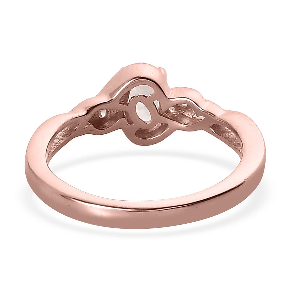 Premium Marropino Morganite and Natual White Zircon Ring (Size 5.0) and Pendant in Vermeil Rose Gold Over Sterling Silver 0.85 ctw image number 5