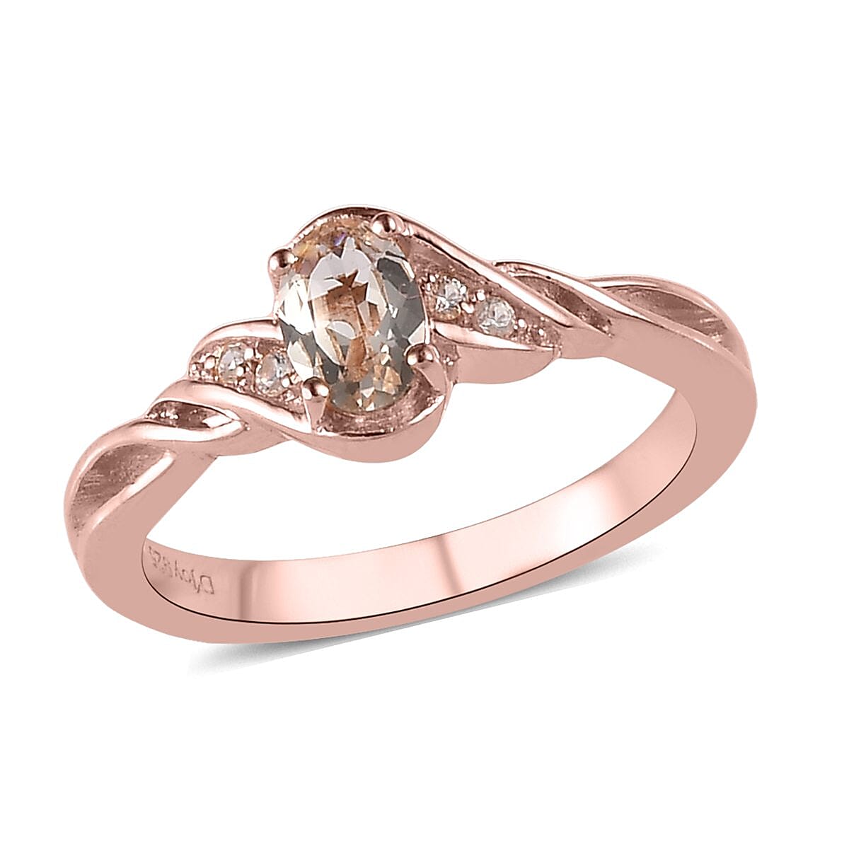 Premium Marropino Morganite and White Zircon Ring (Size 8.0) and Pendant in Vermeil Rose Gold Over Sterling Silver 0.85 ctw image number 3