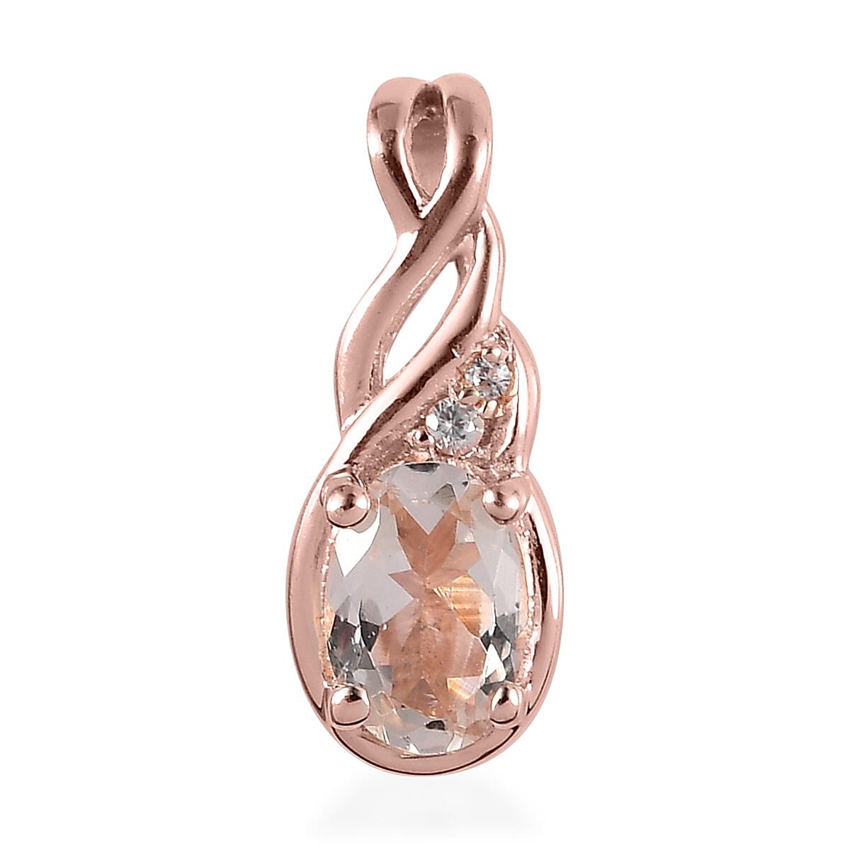 Premium Marropino Morganite and White Zircon Ring (Size 8.0) and Pendant in Vermeil Rose Gold Over Sterling Silver 0.85 ctw image number 6