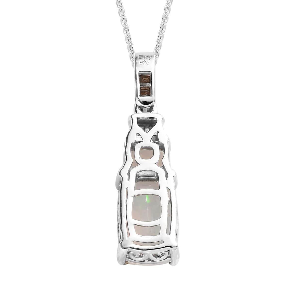 AAA Ethiopian Welo Opal and Natural Champagne Diamond Pendant Necklace 20 Inches in Rhodium & Platinum Over Sterling Silver 2.70 ctw image number 4