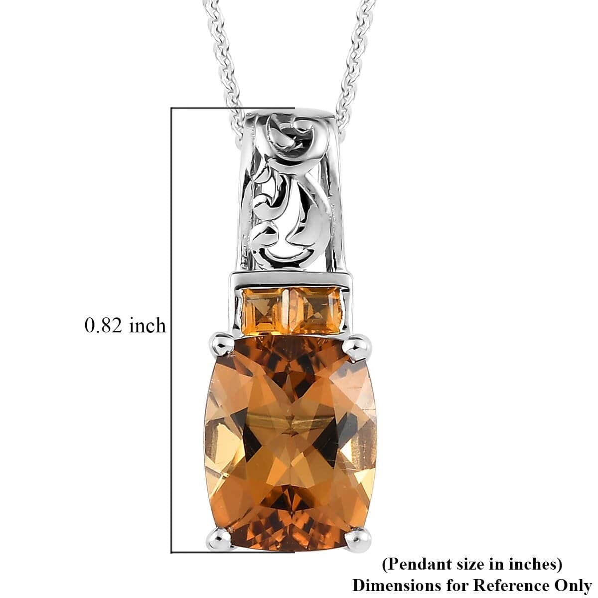 Premium Golden Scapolite and Brazilian Citrine Pendant Necklace 20 Inches in Platinum Over Sterling Silver 2.75 ctw image number 6