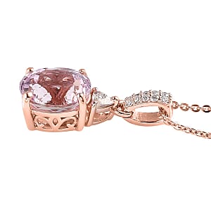 Premium Martha Rocha Kunzite and Moissanite Pendant Necklace 20 Inches in Vermeil Rose Gold Over Sterling Silver 2.65 ctw