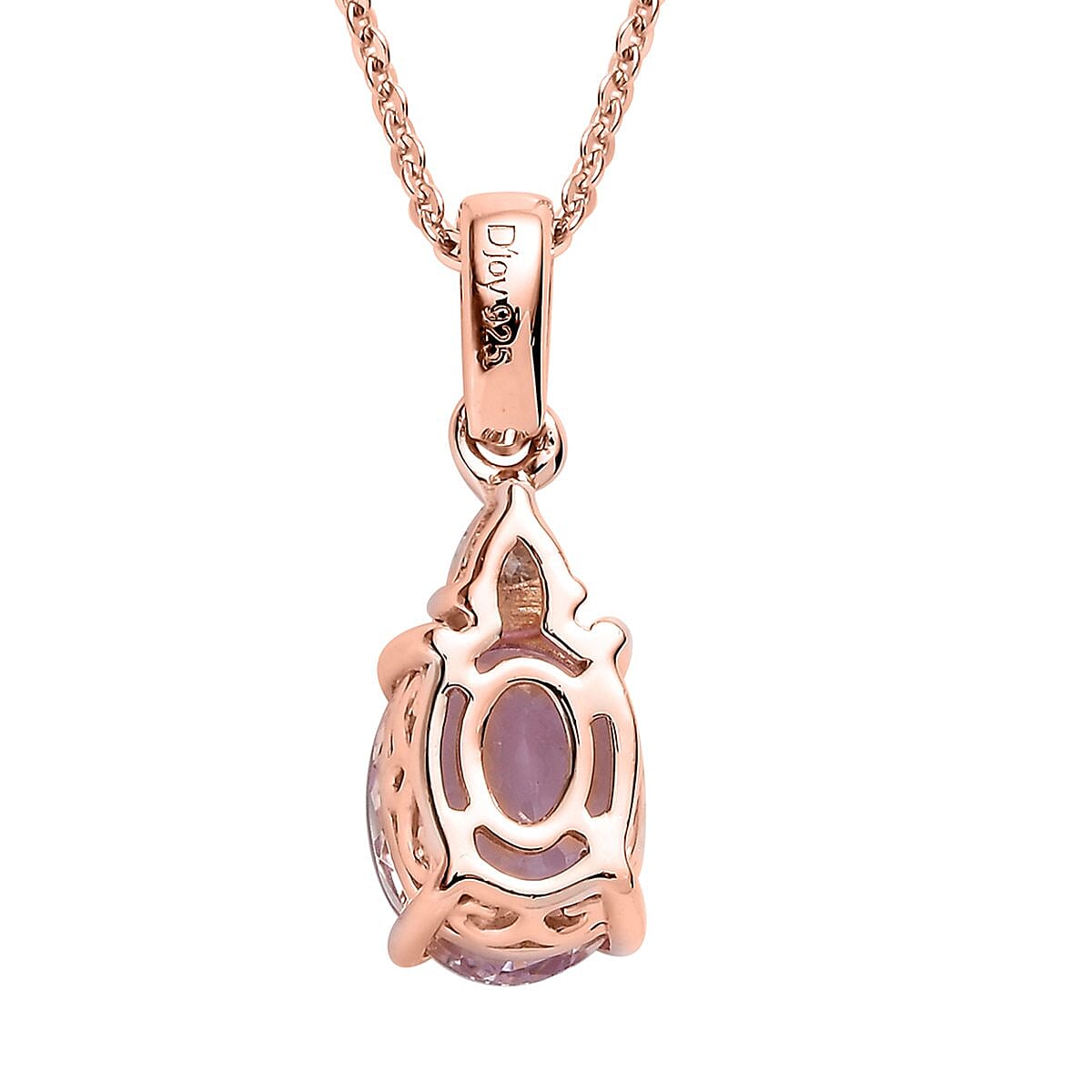 Premium Martha Rocha Kunzite and Moissanite Pendant Necklace 20 Inches in Vermeil Rose Gold Over Sterling Silver 2.65 ctw image number 4