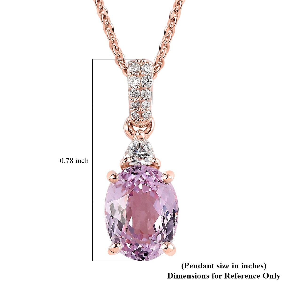 Premium Martha Rocha Kunzite and Moissanite Pendant Necklace 20 Inches in Vermeil Rose Gold Over Sterling Silver 2.65 ctw image number 6