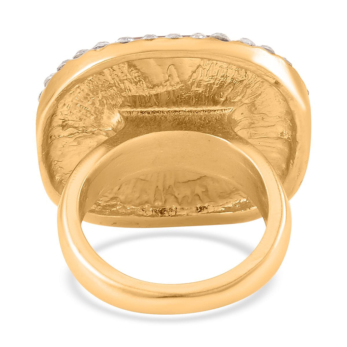 Yellow Tiger's Eye and Austrian Crystal Dangle Earrings, Halo Ring (Size 8.0) and Pendant Necklace 20 Inches in Goldtone 14.00 ctw image number 4