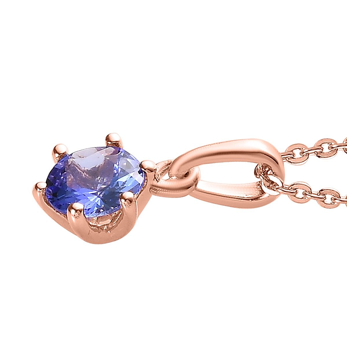AAA Tanzanite Solitaire Pendant Necklace 20 Inches in Vermeil Rose Gold Over Sterling Silver 0.50 ctw image number 3