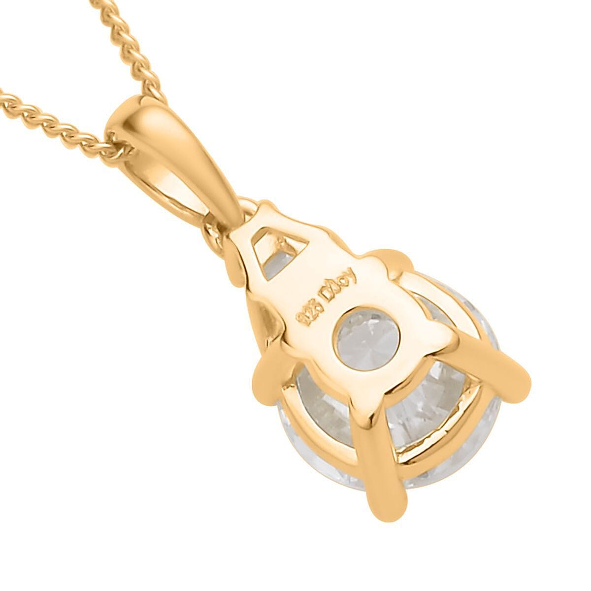 Emperor cut Moissanite Pendant Necklace 18 Inches in Vermeil Yellow Gold Over Sterling Silver 1.90 ctw image number 4
