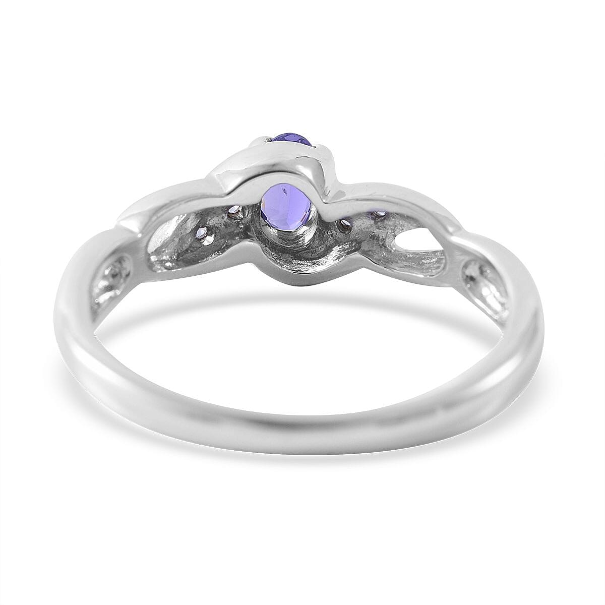 Madagascar Purple Sapphire, White Zircon Ring (Size 7.00) and Pendant Necklace 18 Inches in Platinum Over Sterling Silver 0.65 ctw image number 3