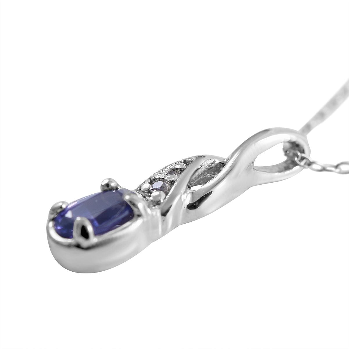 Madagascar Purple Sapphire, White Zircon Ring (Size 8.00) and Pendant Necklace 18 Inches in Platinum Over Sterling Silver 0.93 ctw image number 4