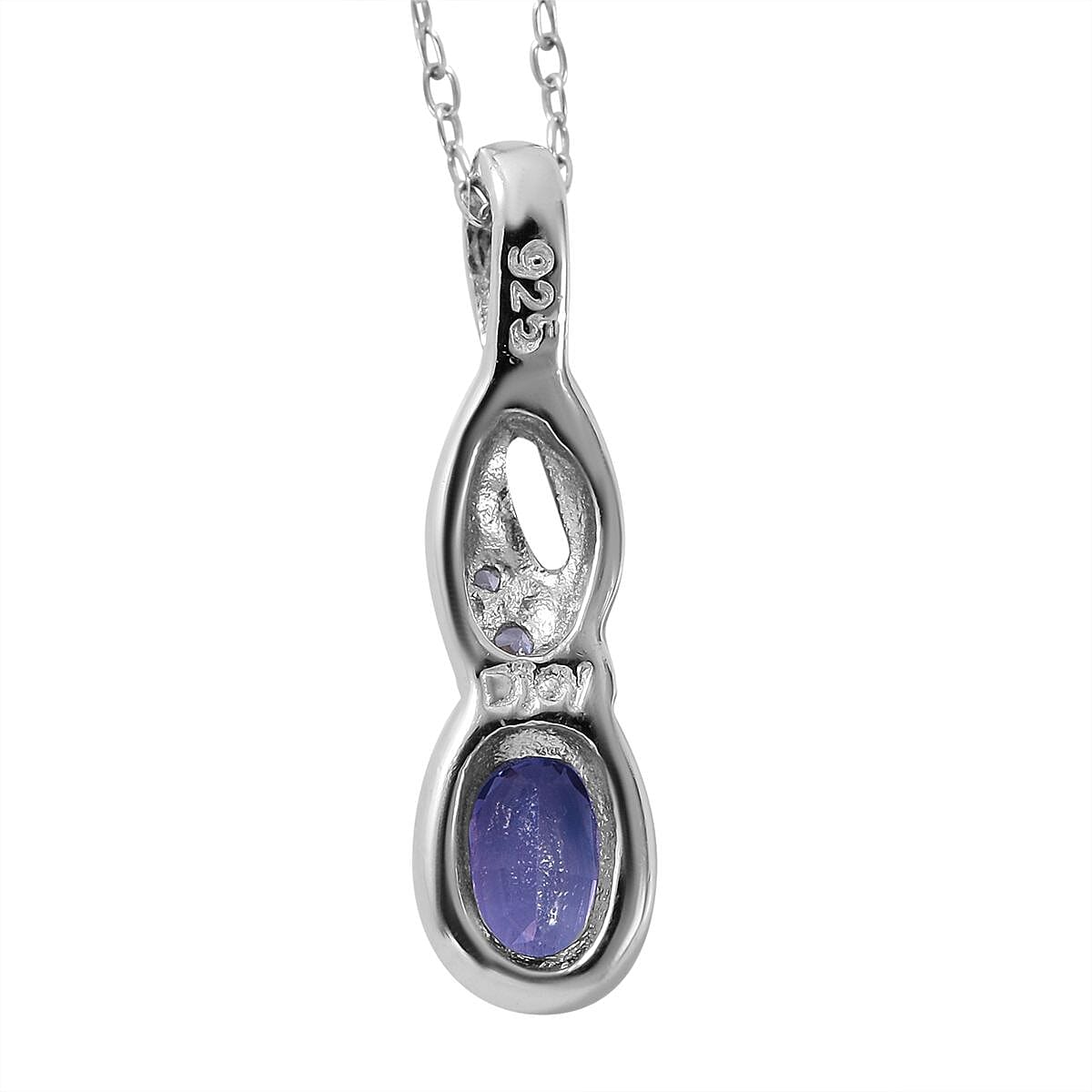 Madagascar Purple Sapphire, White Zircon Ring (Size 8.00) and Pendant Necklace 18 Inches in Platinum Over Sterling Silver 0.93 ctw image number 5