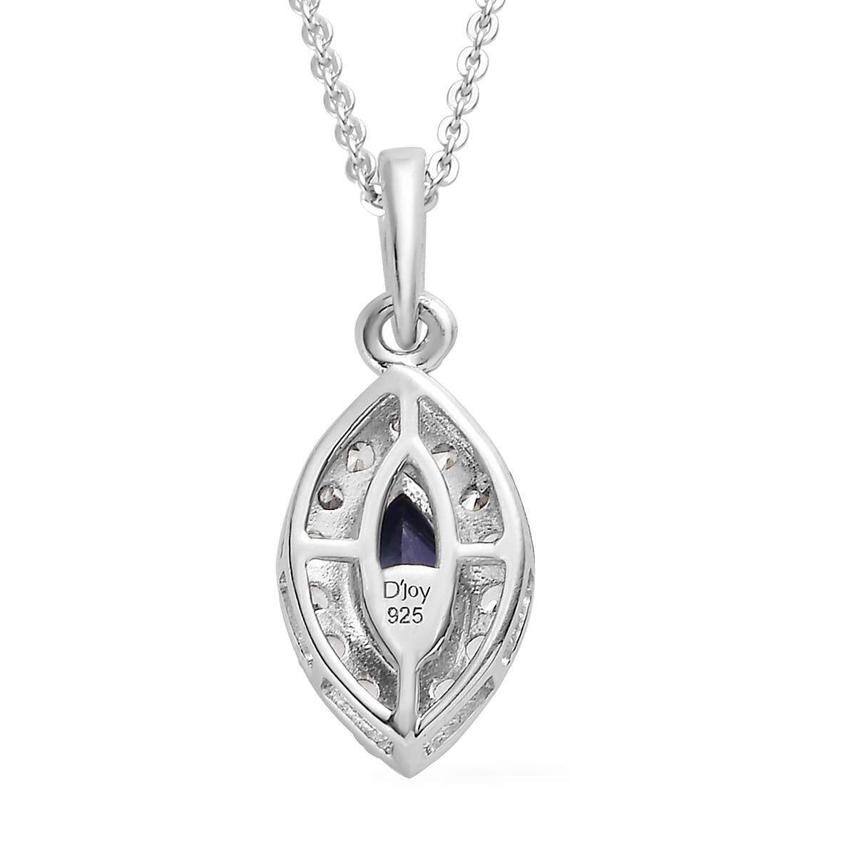 AAA Tanzanite and White Zircon Halo Pendant Necklace 20 Inches in Platinum Over Sterling Silver 1.00 ctw