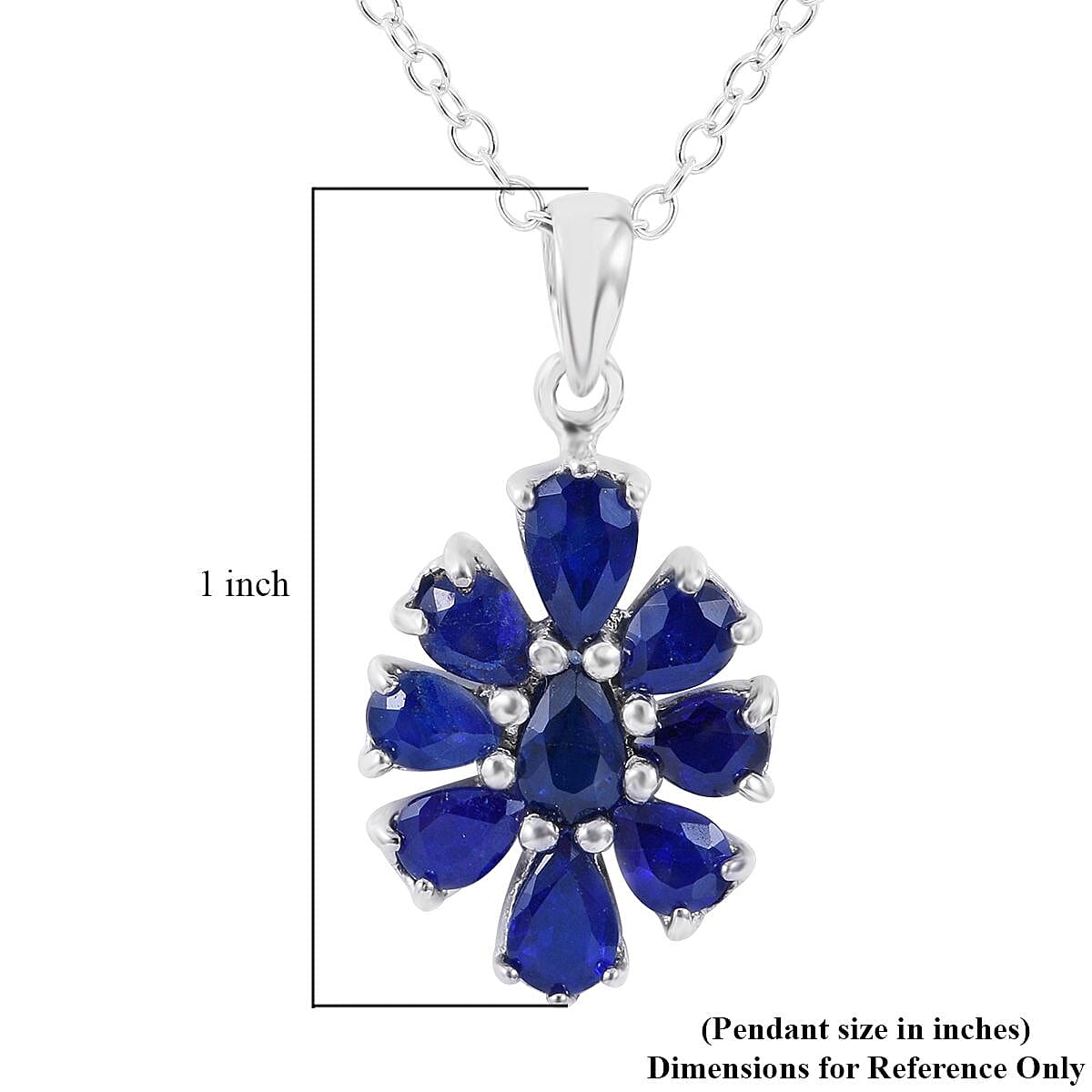 Tanzanian Blue Spinel (DF) Floral Pendant Necklace 18 Inches in Platinum Over Sterling Silver 1.60 ctw