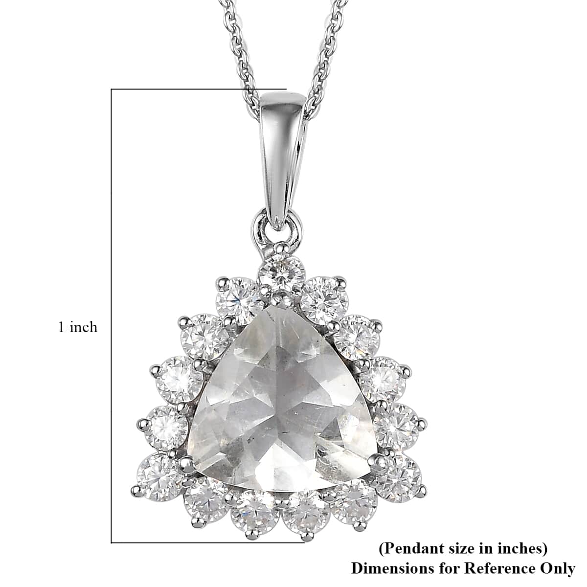 Mexican Hyalite Opal and Moissanite Halo Pendant Necklace 20 Inches in Platinum Over Sterling Silver with Free UV Flash Light 3.40 ctw image number 6