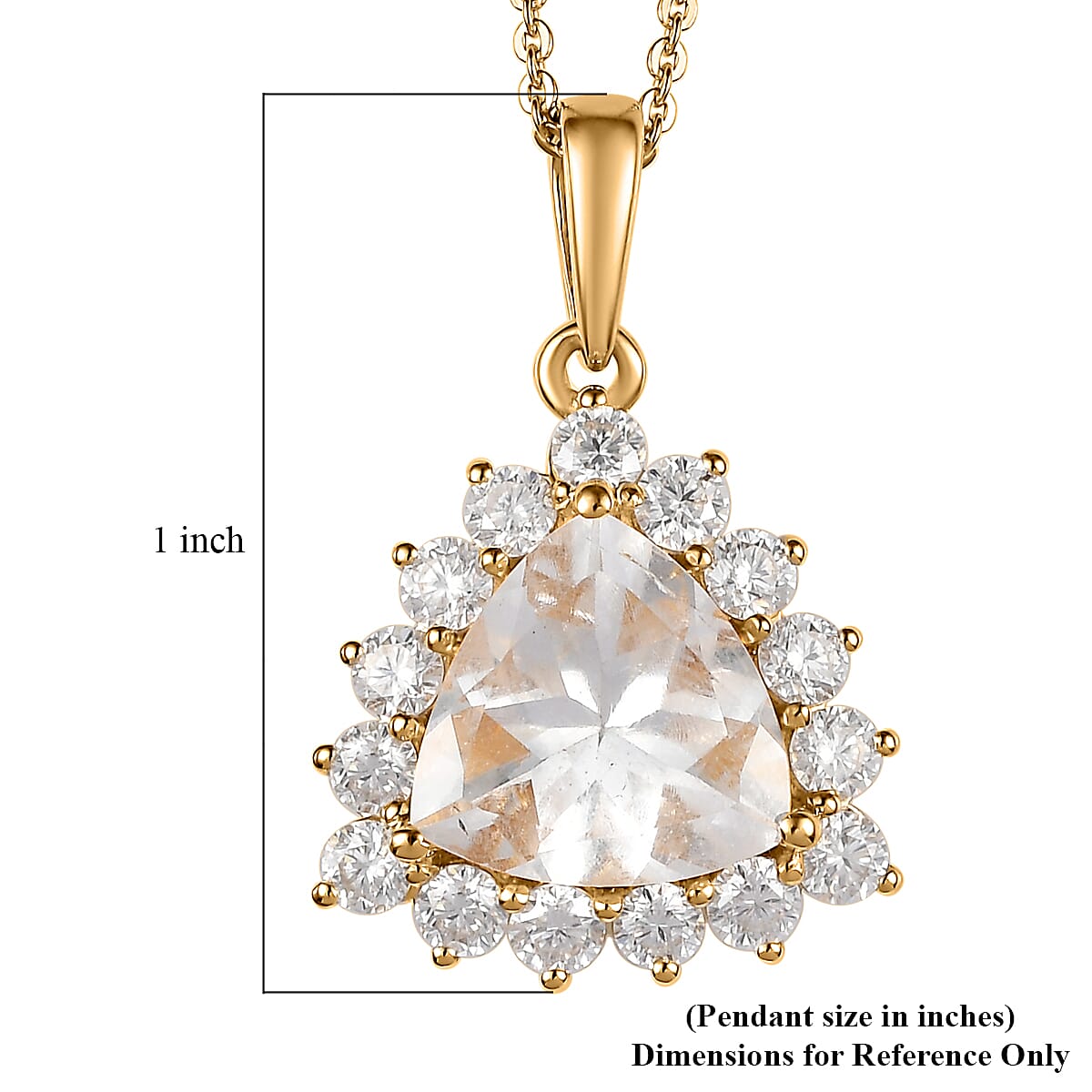 Mexican Hyalite Opal and Moissanite Pendant Halo Necklace 20 Inches in Vermeil Yellow Gold Over Sterling Silver with Free UV Flash Light 3.40 ctw image number 6