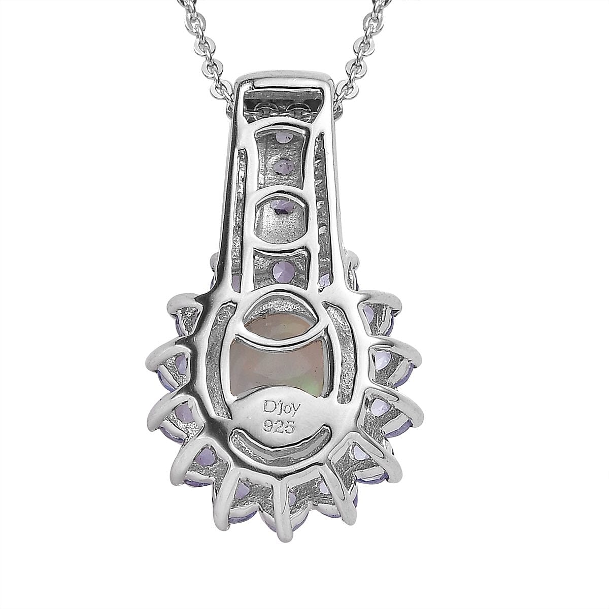 Premium Ethiopian Welo Opal and Multi Gemstone Sunburst Pendant Necklace 20 Inches in Platinum Over Sterling Silver 1.85 ctw