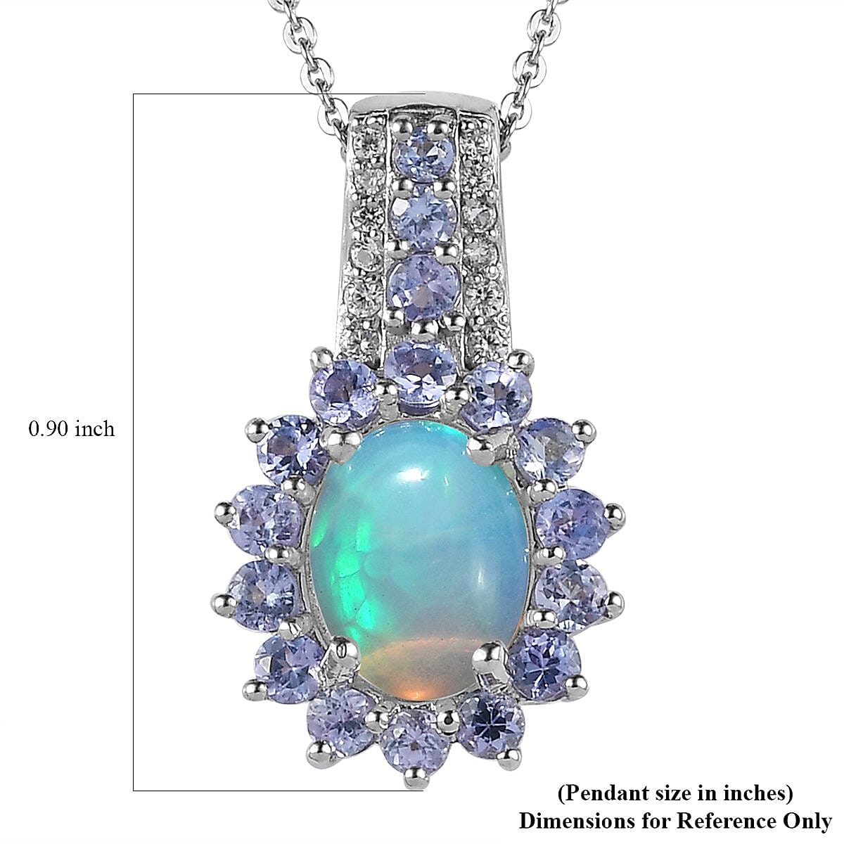 Premium Ethiopian Welo Opal and Multi Gemstone Sunburst Pendant Necklace 20 Inches in Platinum Over Sterling Silver 1.85 ctw