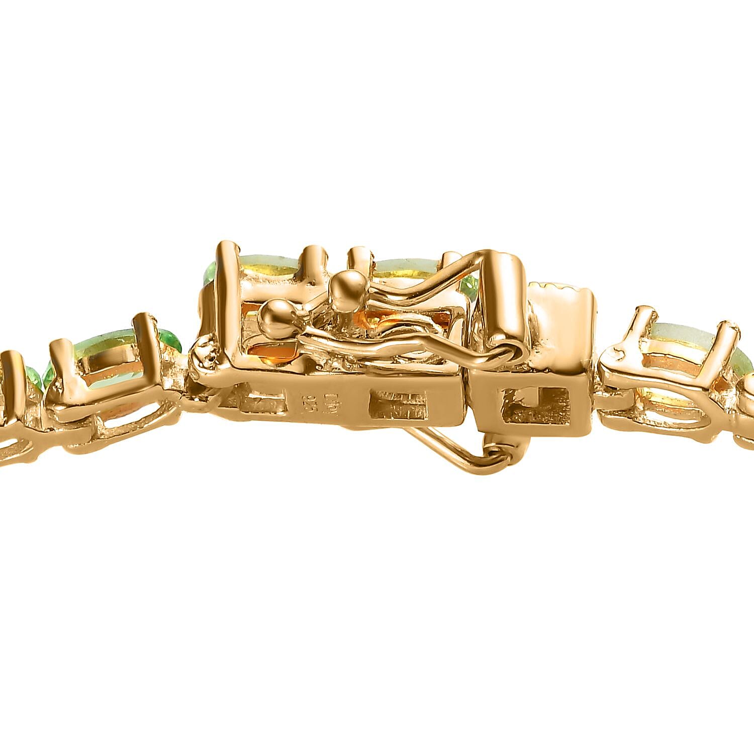 Premium Tsavorite Garnet Stud Earrings and Bracelet (6.50In) in Vermeil Yellow Gold Over Sterling Silver 8.25 ctw