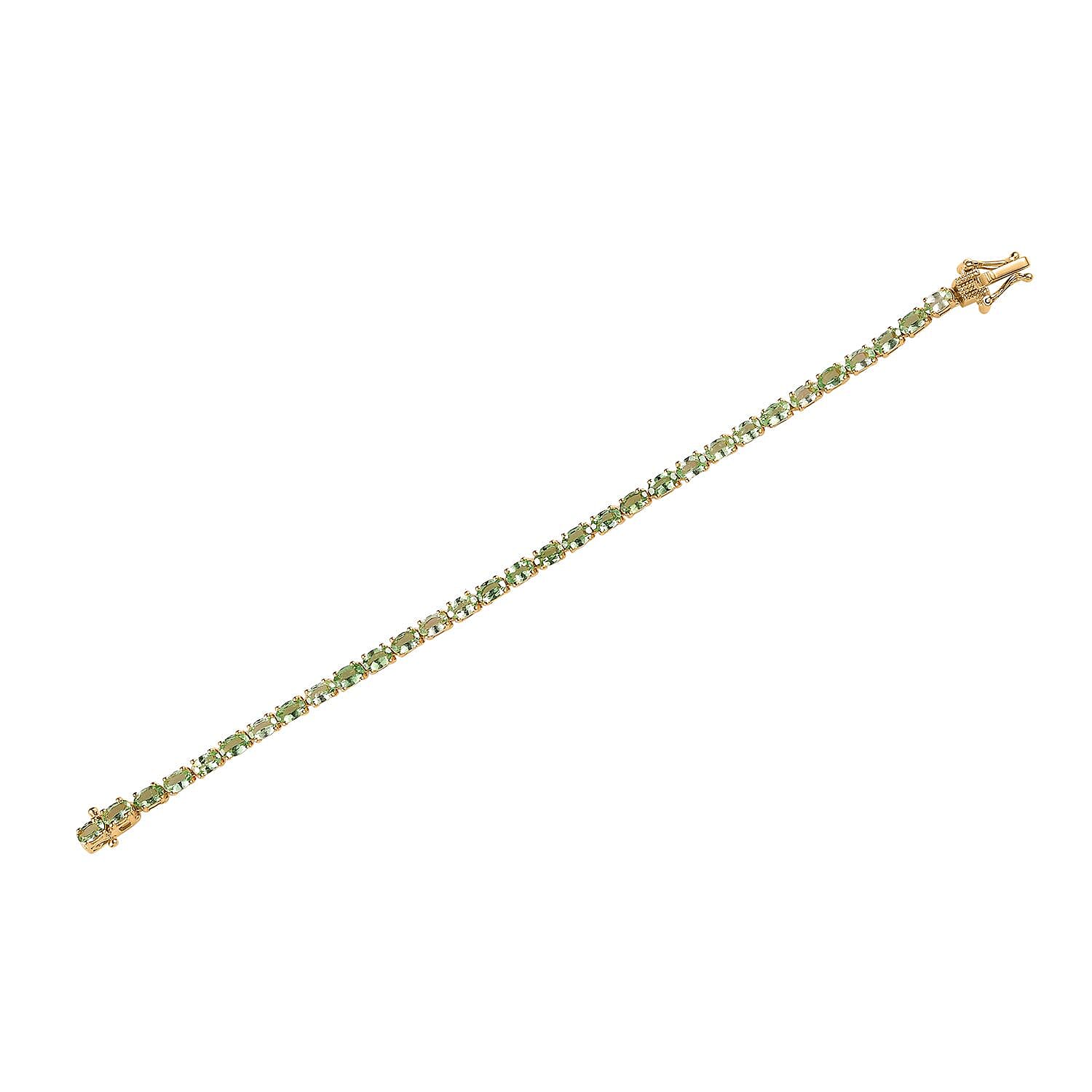 Premium Tsavorite Garnet Stud Earrings and Bracelet (6.50In) in Vermeil Yellow Gold Over Sterling Silver 8.25 ctw