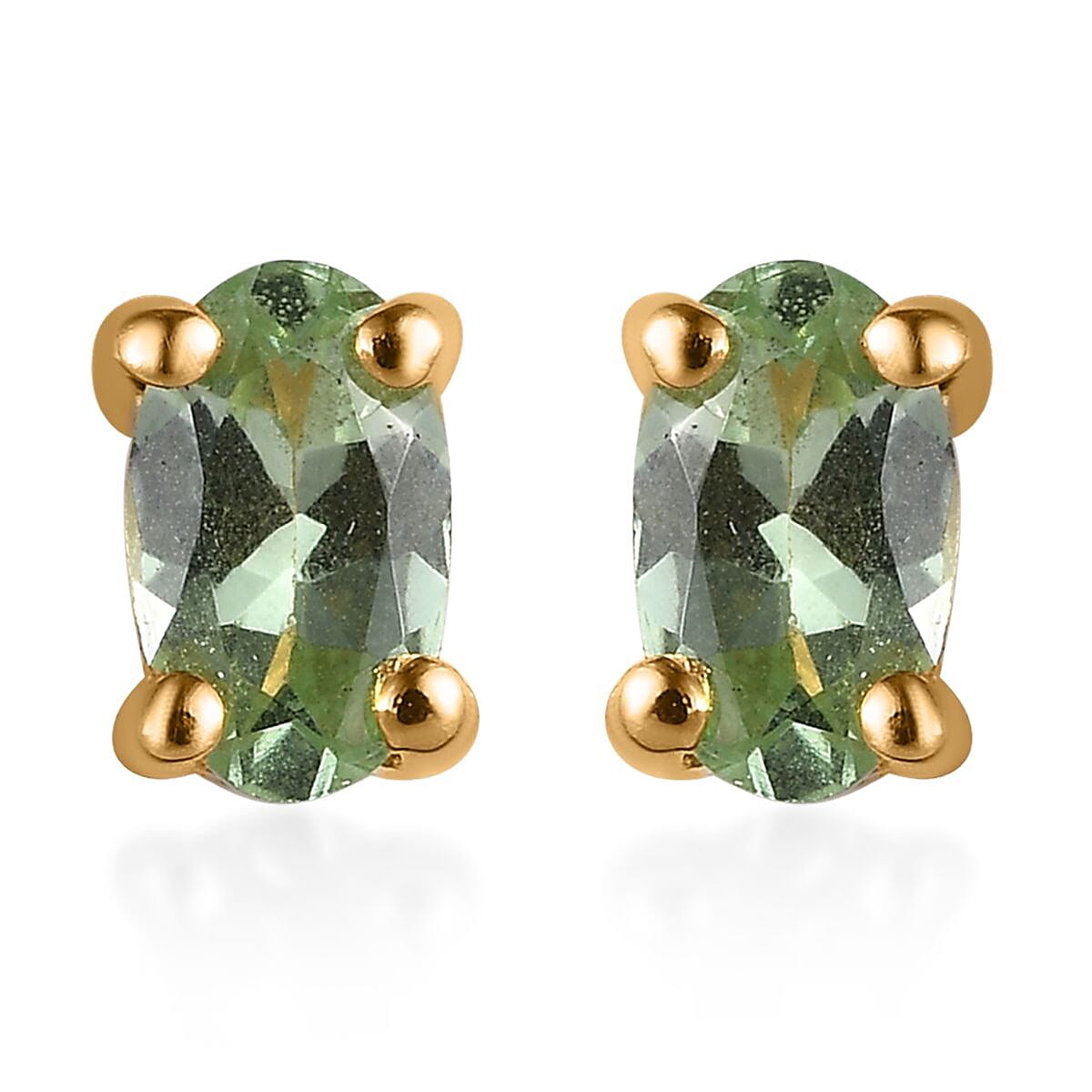 Premium Tsavorite Garnet Stud Earrings and Bracelet (6.50In) in Vermeil Yellow Gold Over Sterling Silver 8.25 ctw