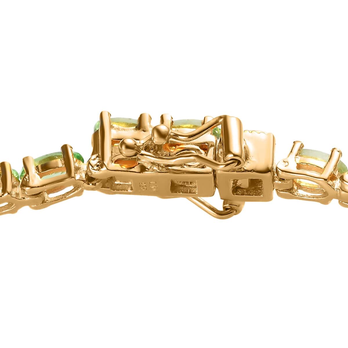 Premium Tsavorite Garnet Stud Earrings and Bracelet (7.25In) in Vermeil Yellow Gold Over Sterling Silver 9.25 ctw image number 4