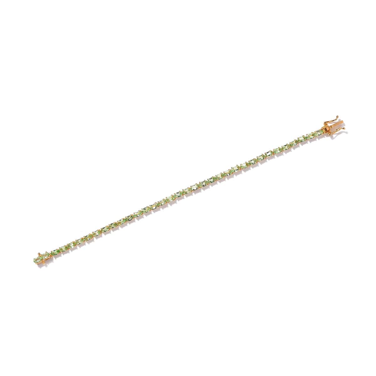 Premium Tsavorite Garnet Stud Earrings and Bracelet (7.25In) in Vermeil Yellow Gold Over Sterling Silver 9.25 ctw image number 5