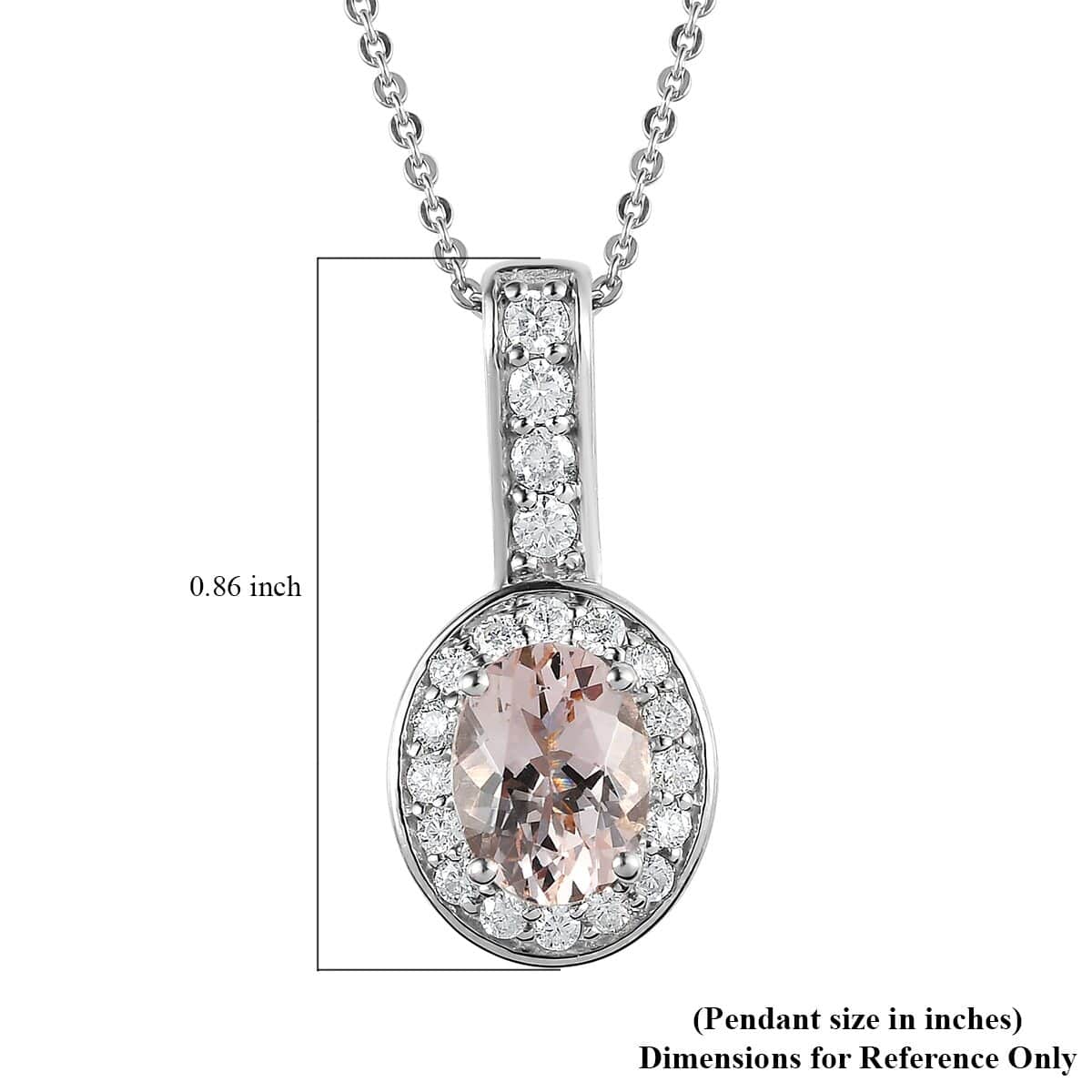 Marropino Morganite and Moissanite Halo Pendant Necklace 20 Inches in Platinum Over Sterling Silver 1.35 ctw image number 6