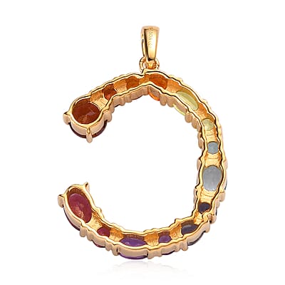 Premium Swiss Blue Topaz and Multi Gemstone 3.15 ctw Pendant Necklace in 18K Vermeil Yellow Gold Over Sterling Silver 20 Inches