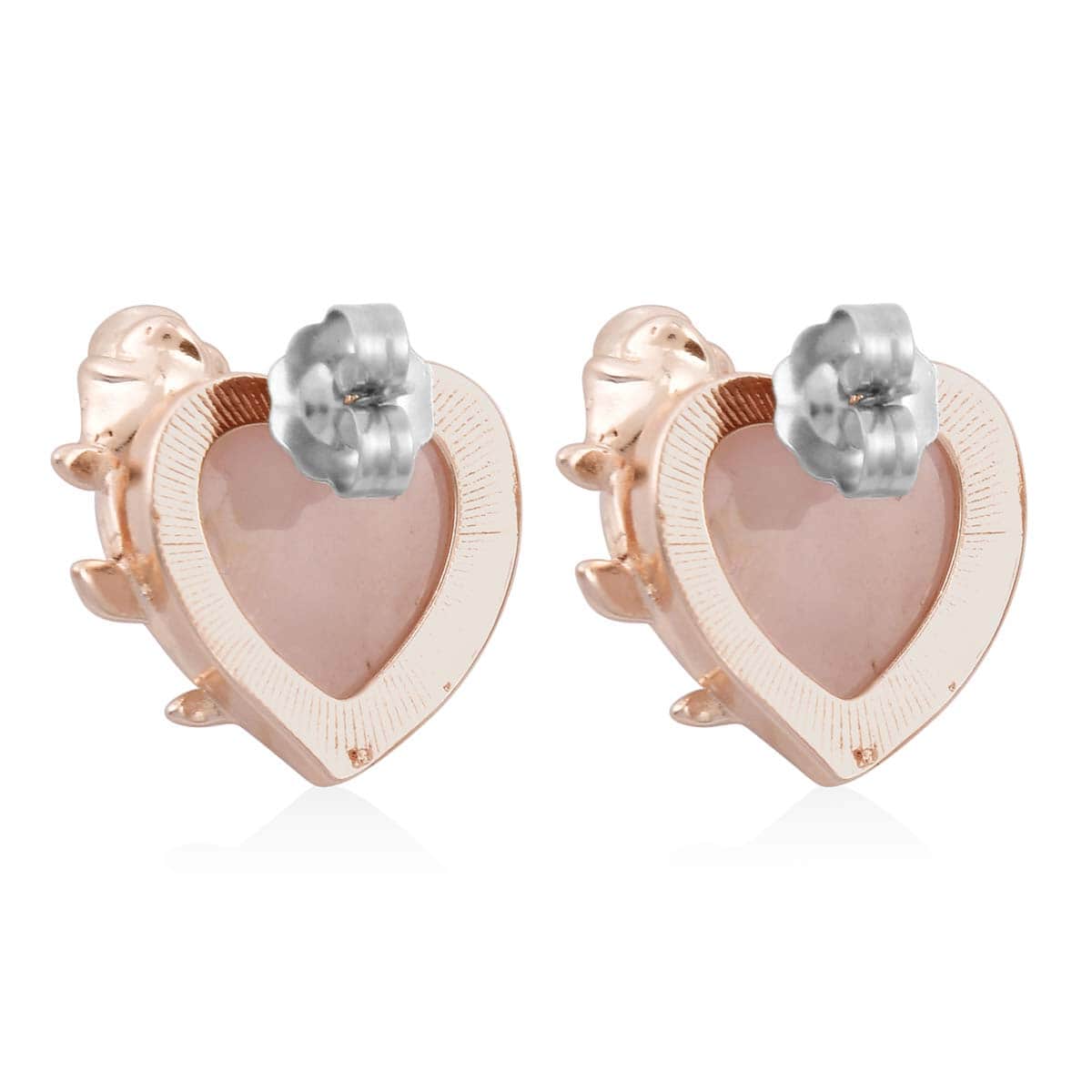 Galilea Rose Quartz, Simulated Diamond Heart Earrings and Pendant Necklace 20-22 Inches in Rosetone 6.00 ctw image number 7