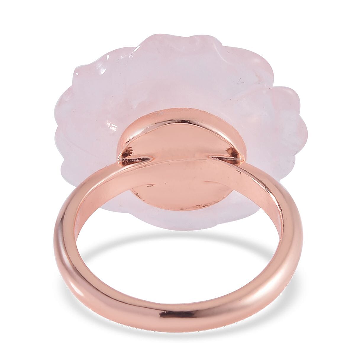 Carved Galilea Rose Quartz Flower Ring (Size 7) and Necklace 20-22 Inches in Rosetone 6.00 ctw image number 4