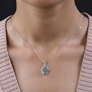 Narsipatnam Alexandrite and White Zircon Pendant Necklace 20 Inches in Vermeil YG and Platinum Over Sterling Silver 1.30 ctw