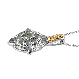Narsipatnam Alexandrite and White Zircon Pendant Necklace 20 Inches in Vermeil YG and Platinum Over Sterling Silver 1.30 ctw