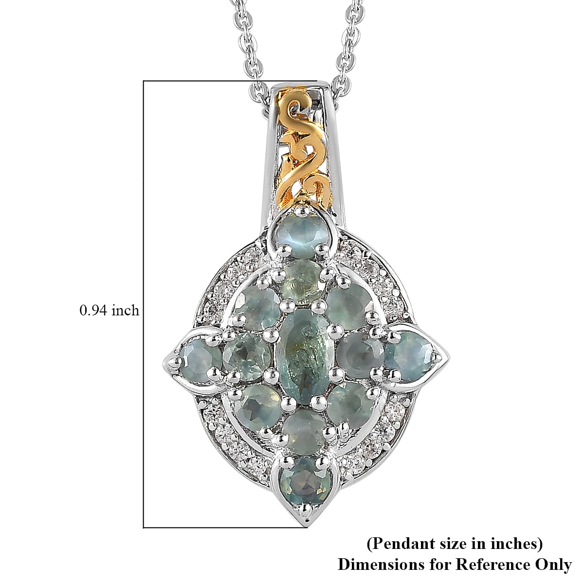 Narsipatnam Alexandrite and White Zircon Pendant Necklace 20 Inches in Vermeil YG and Platinum Over Sterling Silver 1.30 ctw