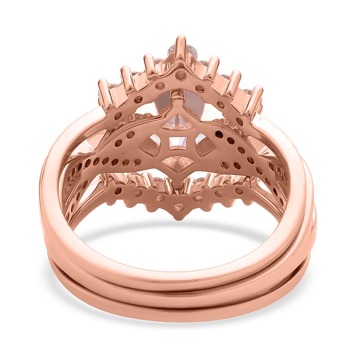 Moissanite Set of 3 Stackable Ring in Vermeil Rose Gold Over Sterling Silver 7.40 Grams 3.60 ctw image number 4