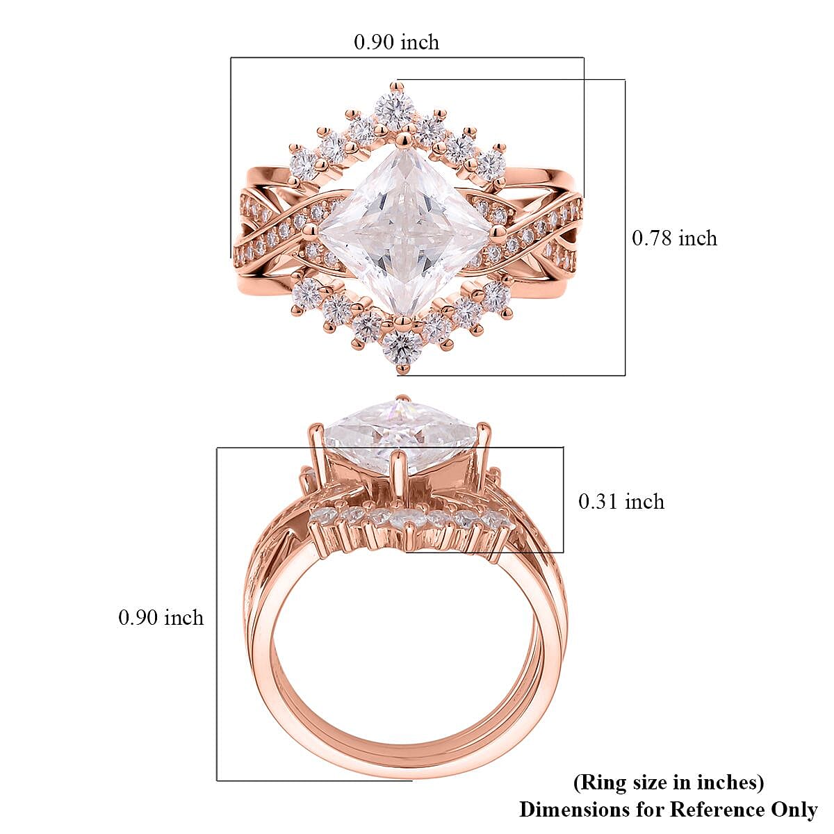 Moissanite Set of 3 Stackable Ring in Vermeil Rose Gold Over Sterling Silver 7.40 Grams 3.60 ctw image number 5