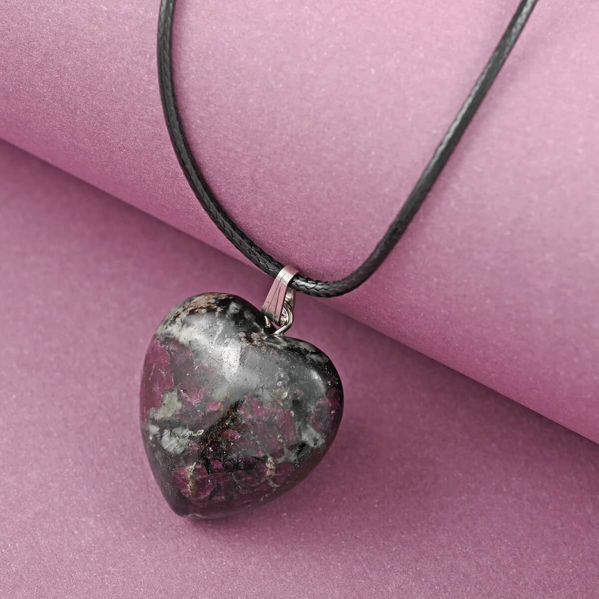 Eudialyte Heart Pendant Necklace 20 Inches in Sterling Silver 65.00 ctw image number 1