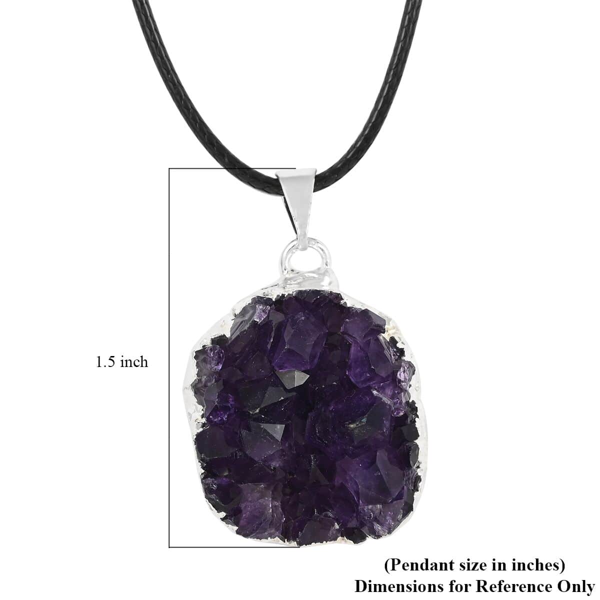 Purple Druzy Small Pendant Necklace 20 Inches in Silvertone image number 5